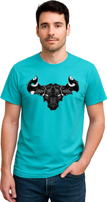 LIQQR Graphic Print Men Round Neck Blue T-Shirt