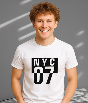 LAVENIR Graphic Print Men Round Neck White T-Shirt
