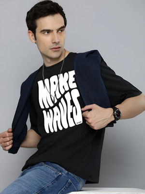 R.Code by The Roadster Life Co. Printed Men Round Neck Grey T-Shirt