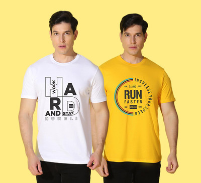 WOOSTRO Typography Men Round Neck Multicolor T-Shirt