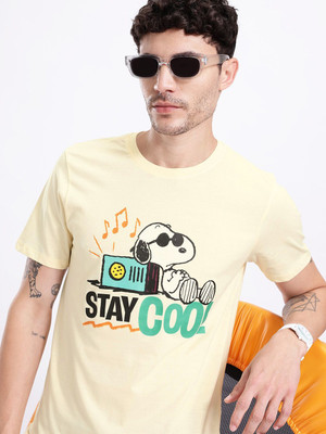 Kook N Keech Printed Men Round Neck Pink T-Shirt