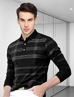 Autna Printed Men Polo Neck Black T-Shirt