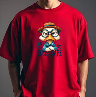 BLOSSOMTRADER Printed Men Round Neck Red T-Shirt