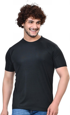 RENU FASHIONS Solid Men Round Neck Black T-Shirt