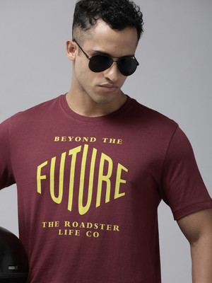 Roadster Graphic Print, Typography Men Round Neck Red T-Shirt