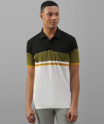 Allen Solly Striped Men Polo Neck White T-Shirt