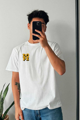 ShreeVastra Printed, Typography Men Round Neck White T-Shirt