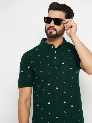 ZEBULUN Printed Men Polo Neck Green T-Shirt