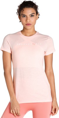 PUMA Solid Women High Neck Pink T-Shirt