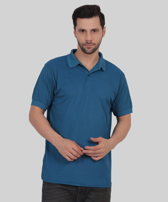 CLUBGREEN Solid Men Polo Neck Blue T-Shirt