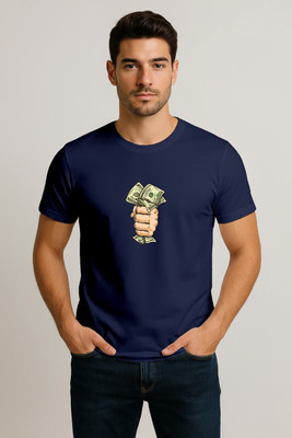 Swaydem Printed, Graphic Print Men Round Neck Reversible Navy Blue T-Shirt
