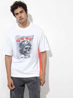 Roadster Graphic Print Men Round Neck White T-Shirt
