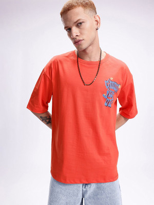 Kook N Keech Printed Men Round Neck Orange T-Shirt