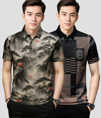 Belive in Yourself Printed Men Polo Neck Multicolor T-Shirt