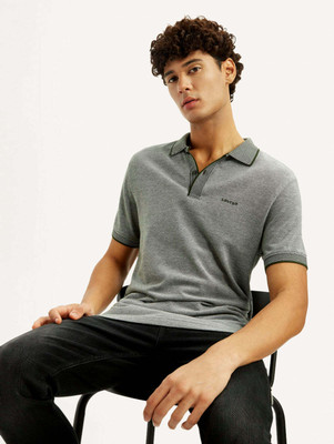 LEVI'S Self Design Men Polo Neck Grey T-Shirt