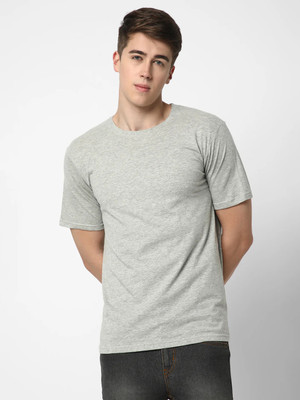 Hcostudio Solid, Self Design, Printed Men Round Neck White T-Shirt