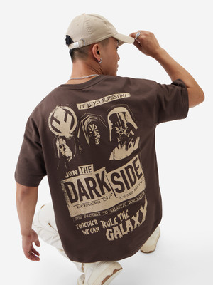 The Souled Store Printed, Typography Men Round Neck Brown T-Shirt