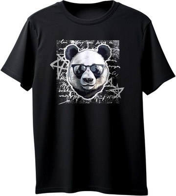 VIRAJ VINTAGE Printed Men Round Neck Black T-Shirt