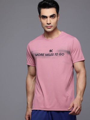 HRX by Hrithik Roshan Printed Men Round Neck Pink T-Shirt