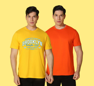 WOOSTRO Printed, Solid Men Round Neck Multicolor T-Shirt
