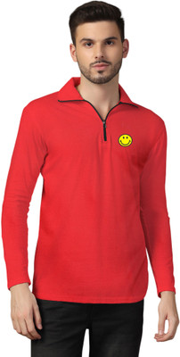 GEUM Printed Men Polo Neck Red T-Shirt