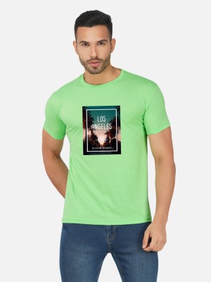 GLOBAL NOMAD Printed, Typography Men Round Neck Green T-Shirt