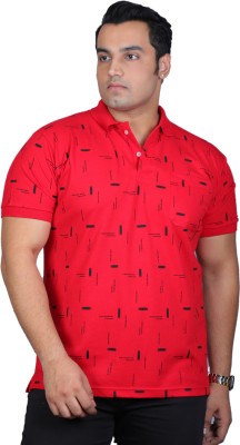 XMEX Printed Men Polo Neck Red T-Shirt