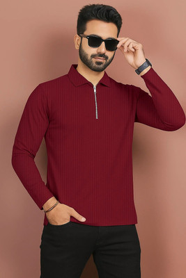 HELMONT Solid Men Polo Neck Grey T-Shirt