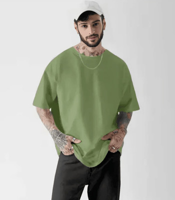 Tdoc Solid Men Round Neck Light Green T-Shirt