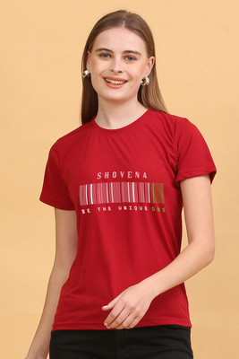 HOUSEOFFASHION Printed Women Round Neck Red T-Shirt