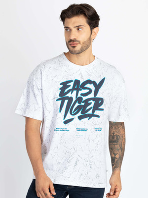 Status Quo Printed, Typography Men Round Neck White T-Shirt