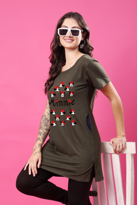 CORSICA Graphic Print Women Round Neck Brown T-Shirt
