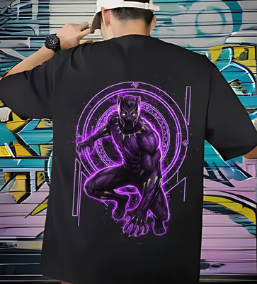 LYNX CLUB Graphic Print, Typography Men Round Neck Black T-Shirt