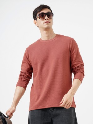 GENOA Solid Men Round Neck Red T-Shirt