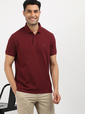 TOMMY HILFIGER Solid Men Polo Neck Maroon T-Shirt