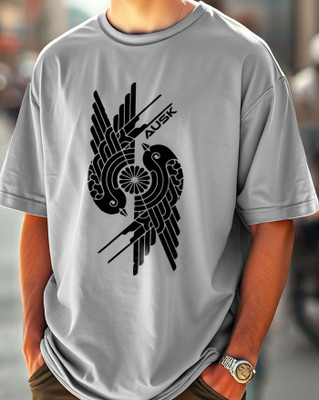AUSK Printed Men Round Neck Grey T-Shirt