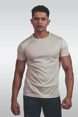 Lynx Solid Men Crew Neck Grey T-Shirt