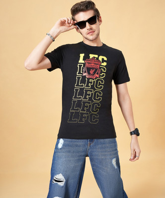 SF Jeans by Pantaloons Printed Men Round Neck Black T-Shirt