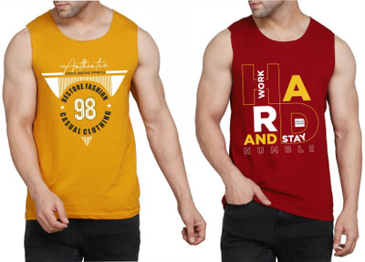 WOOSTRO Printed Men Scoop Neck Brown, Maroon T-Shirt