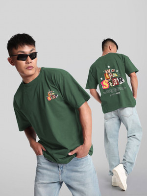Manly Tees Printed Men Round Neck Green T-Shirt