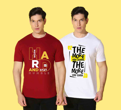 WOOSTRO Solid Men Round Neck Multicolor T-Shirt