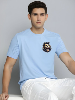 SZN Graphic Print Men Round Neck Light Blue T-Shirt