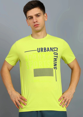 Adrenex Printed Men Round Neck Green T-Shirt