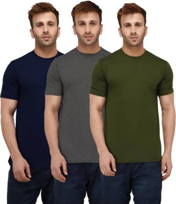 HouseOfCommon Solid Men Round Neck Multicolor T-Shirt