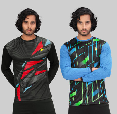 TEES SPORTS Graphic Print Men Round Neck Black, Blue T-Shirt