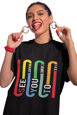 Clori Printed Women Round Neck Black T-Shirt