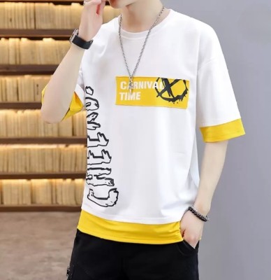 KASPY Printed Men Round Neck White T-Shirt