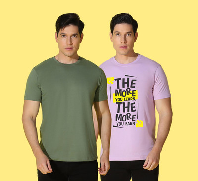 WOOSTRO Printed Men Round Neck Multicolor T-Shirt
