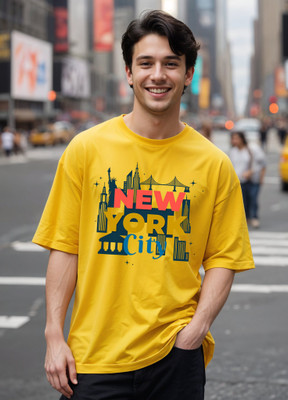 Smartees Printed Men Round Neck Yellow T-Shirt