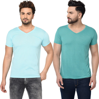 Tresna Trending Solid Men V Neck Multicolor T-Shirt